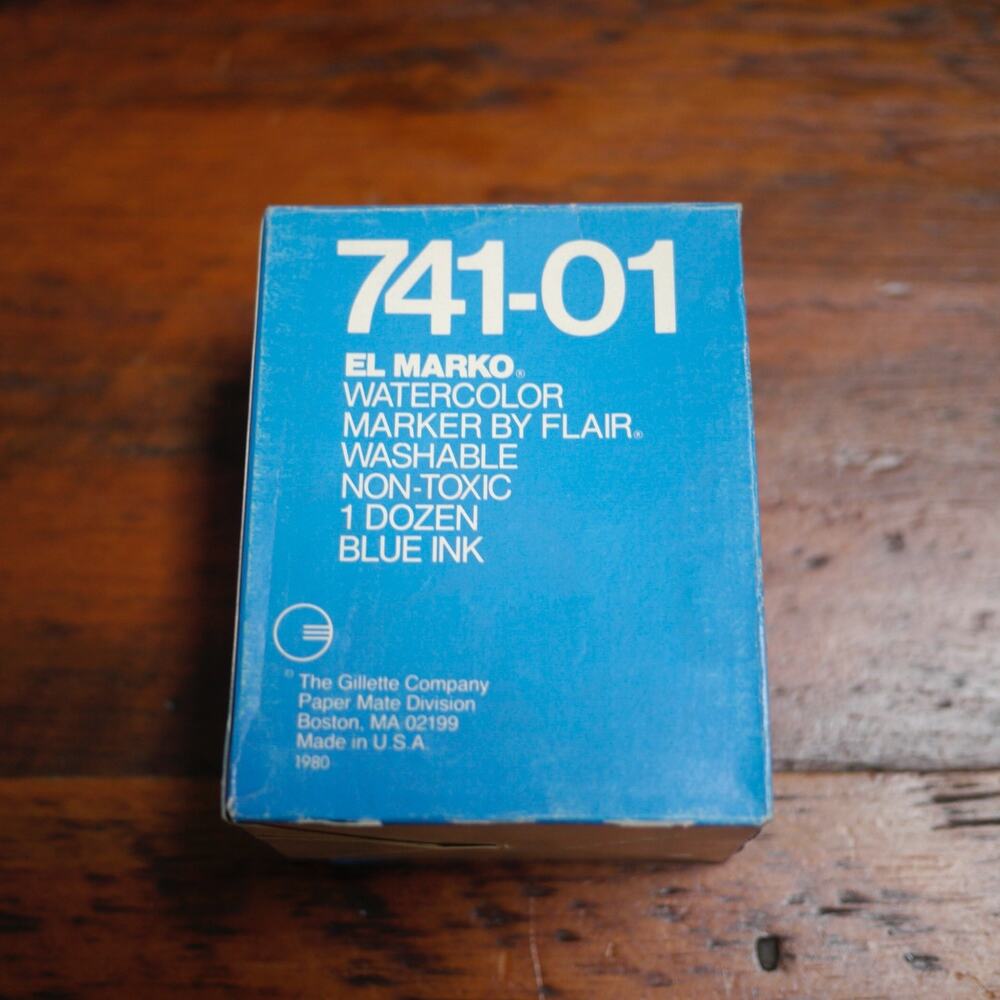 Lot of 12 NEW Vintage Gillette EL MARKO 741-01 Watercolor BLUE Ink MARKERS